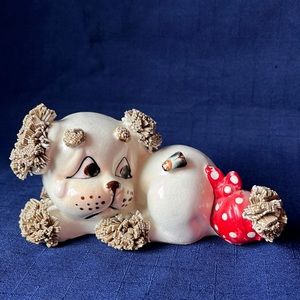 Vintage MC Lefton Spaghetti‎ Dog ( puppy) with Bug on Butt Figurine
